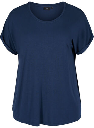 T-shirt van viscosemix met korte mouwen, Black Iris, Packshot image number 0
