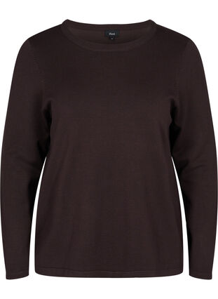 Top en viscose tricoté à manches longues, Black Coffee Solid, Packshot image number 0