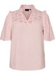 Blouse in katoen mousseline met broderie anglaise en 1/2 mouwen, Roze, Packshot image number 0