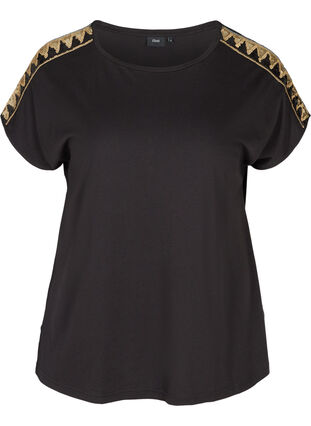T-shirt à manches courtes avec sequins, Black, Packshot image number 0