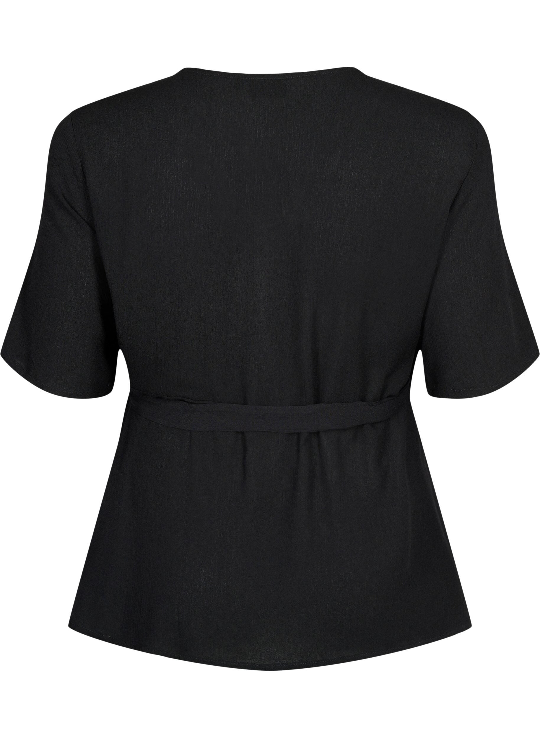 Zizzi Blouse en viscose cache-c&oelig;ur, Black, Packshot image number 1