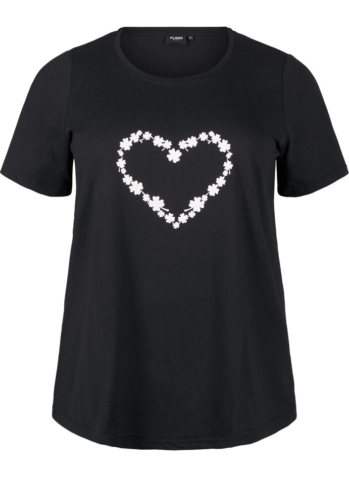 FLASH - T-shirt avec motif, Black Flower Heart , Packshot image number 0