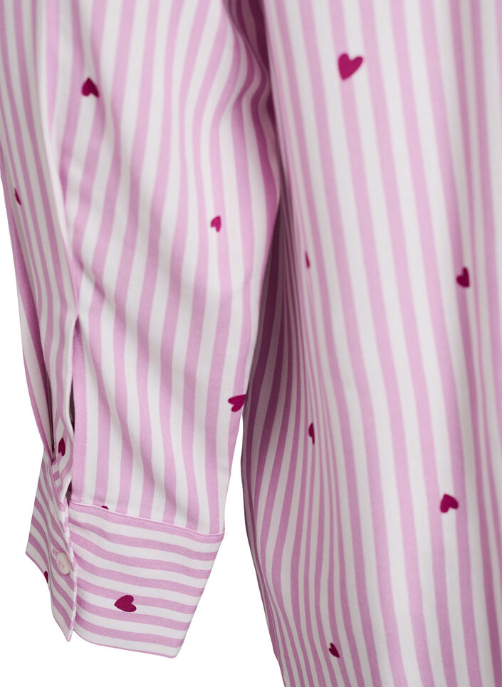 Nachtshirt met strepen en hartjes, Roze, Packshot image number 3