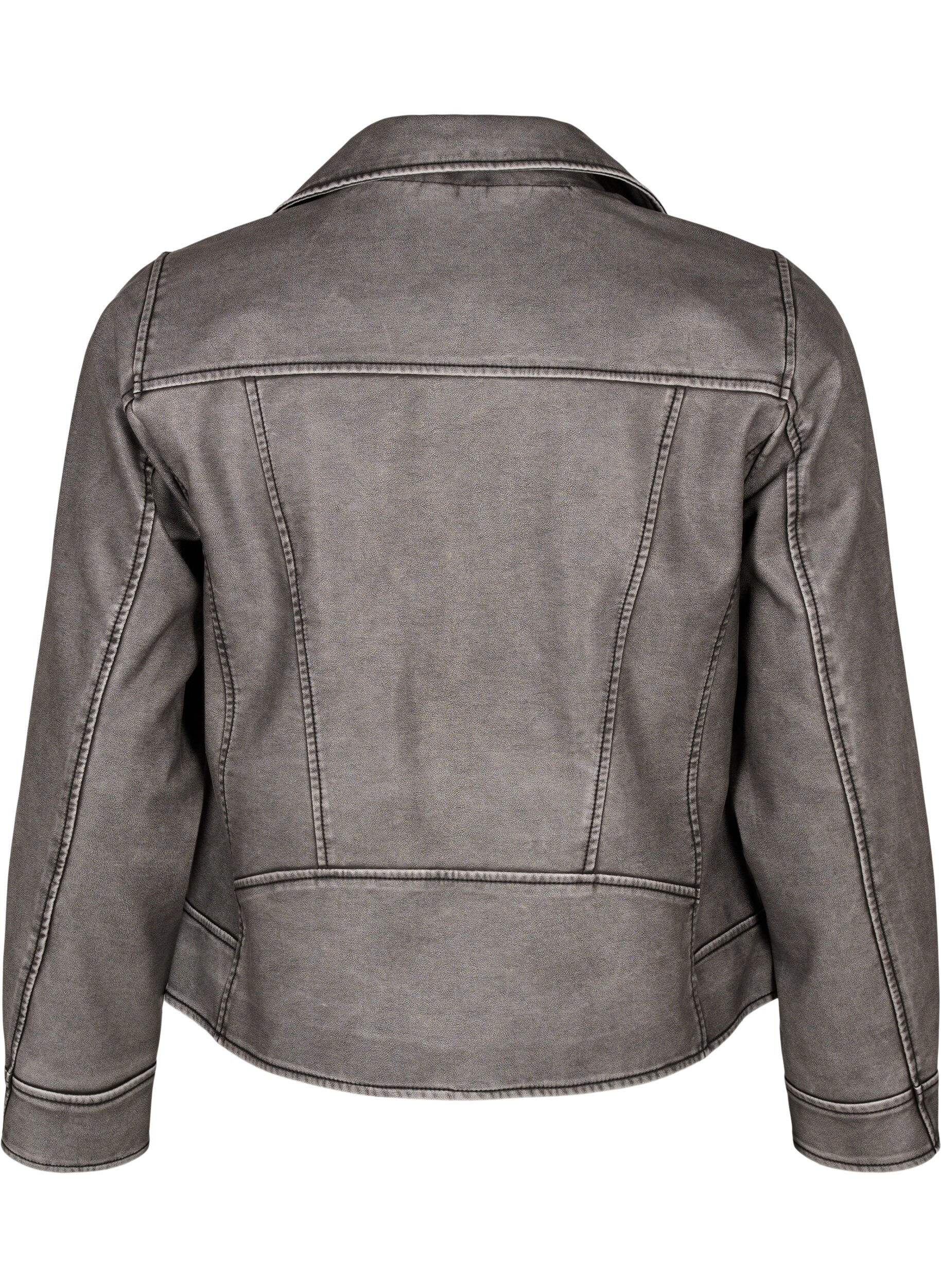 Zizzi Veste imitation cuir patin&eacute;e, Dark Grey Wash, Packshot image number 1
