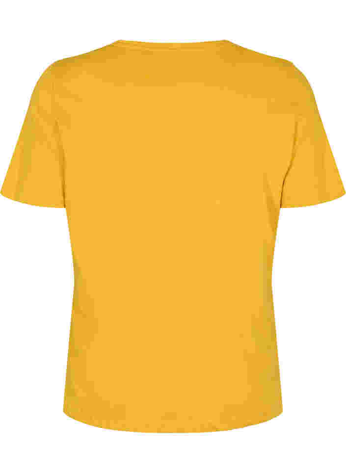 Katoenen t-shirt met korte mouwen en print, Harvest Gold, Packshot image number 1