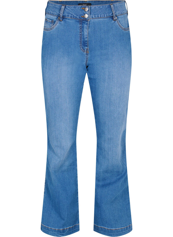 Jean Ellen taille haute avec coupe bootcut, Blue denim, Packshot image number 0