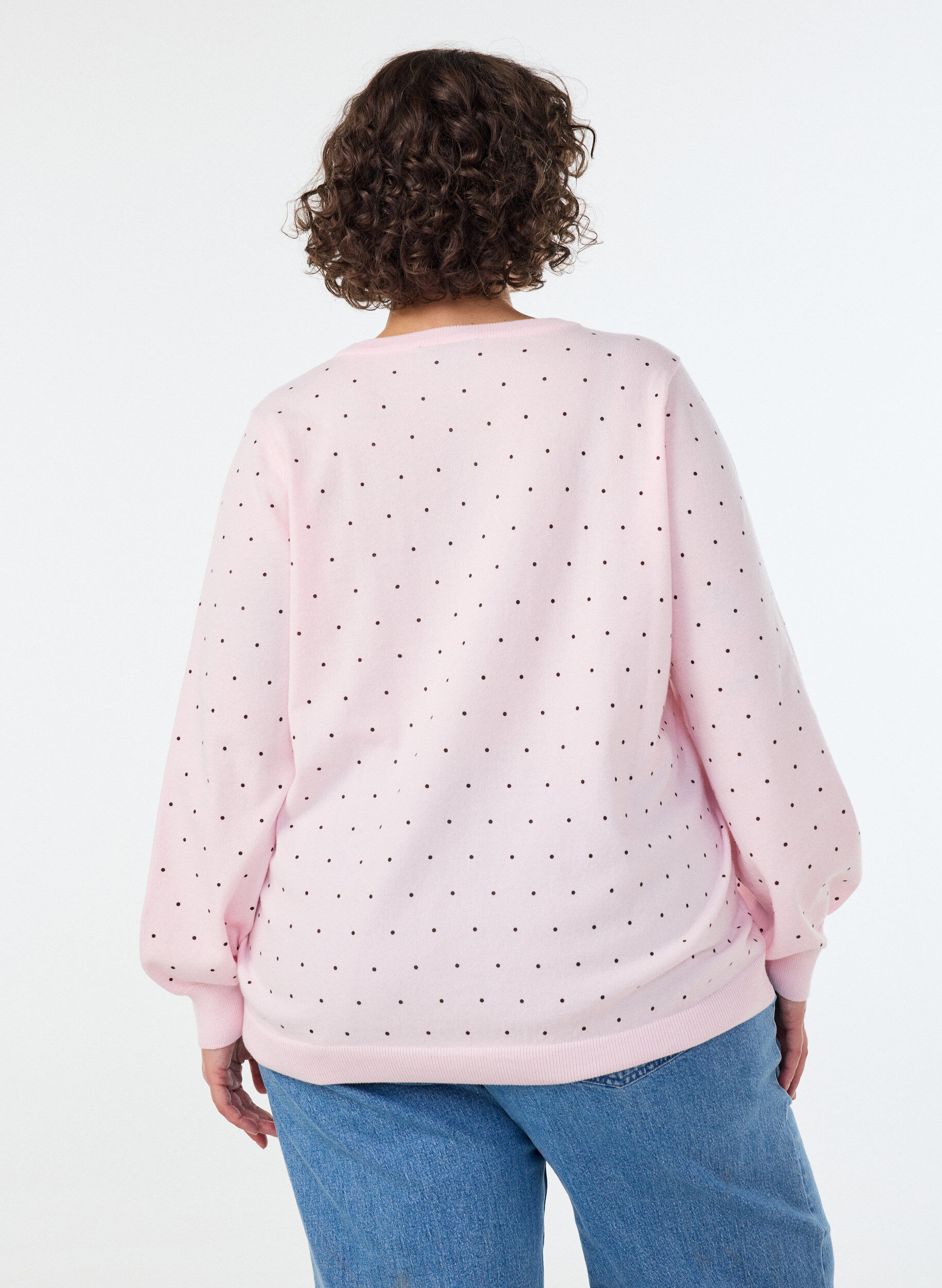 ZizziBlouse en maille &agrave; petits pois, Rose, Model image number 2