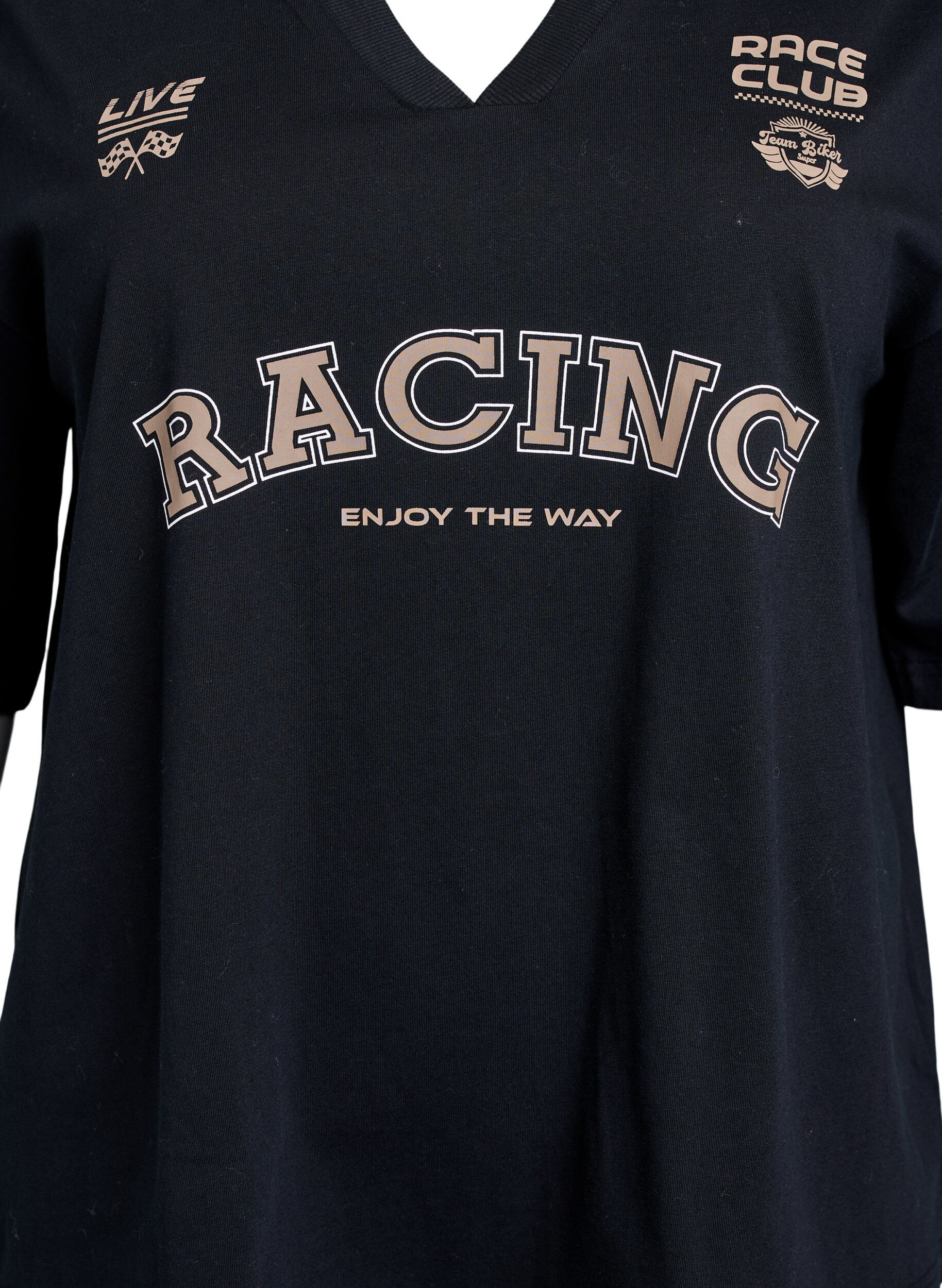 ZizziOversized T-shirt met Racing print, Zwart, Packshot image number 2