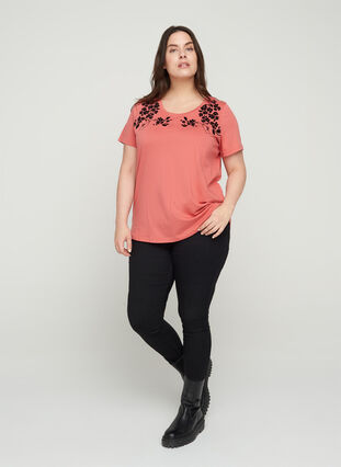 T-shirt met korte mouwen en print, Faded Rose, Model image number 2