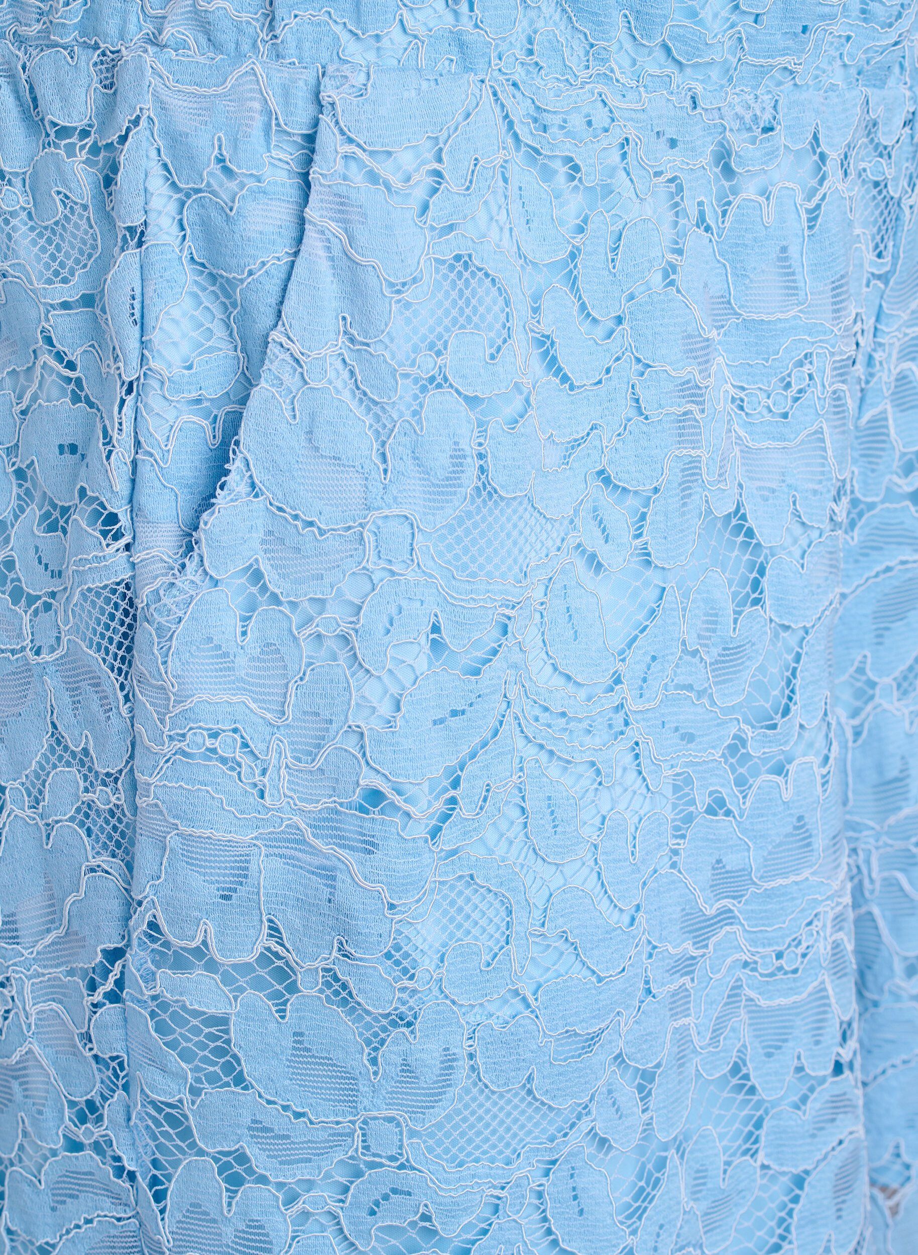 Zizzi Short en dentelle taille haute avec poches, Bleu, Packshot image number 2