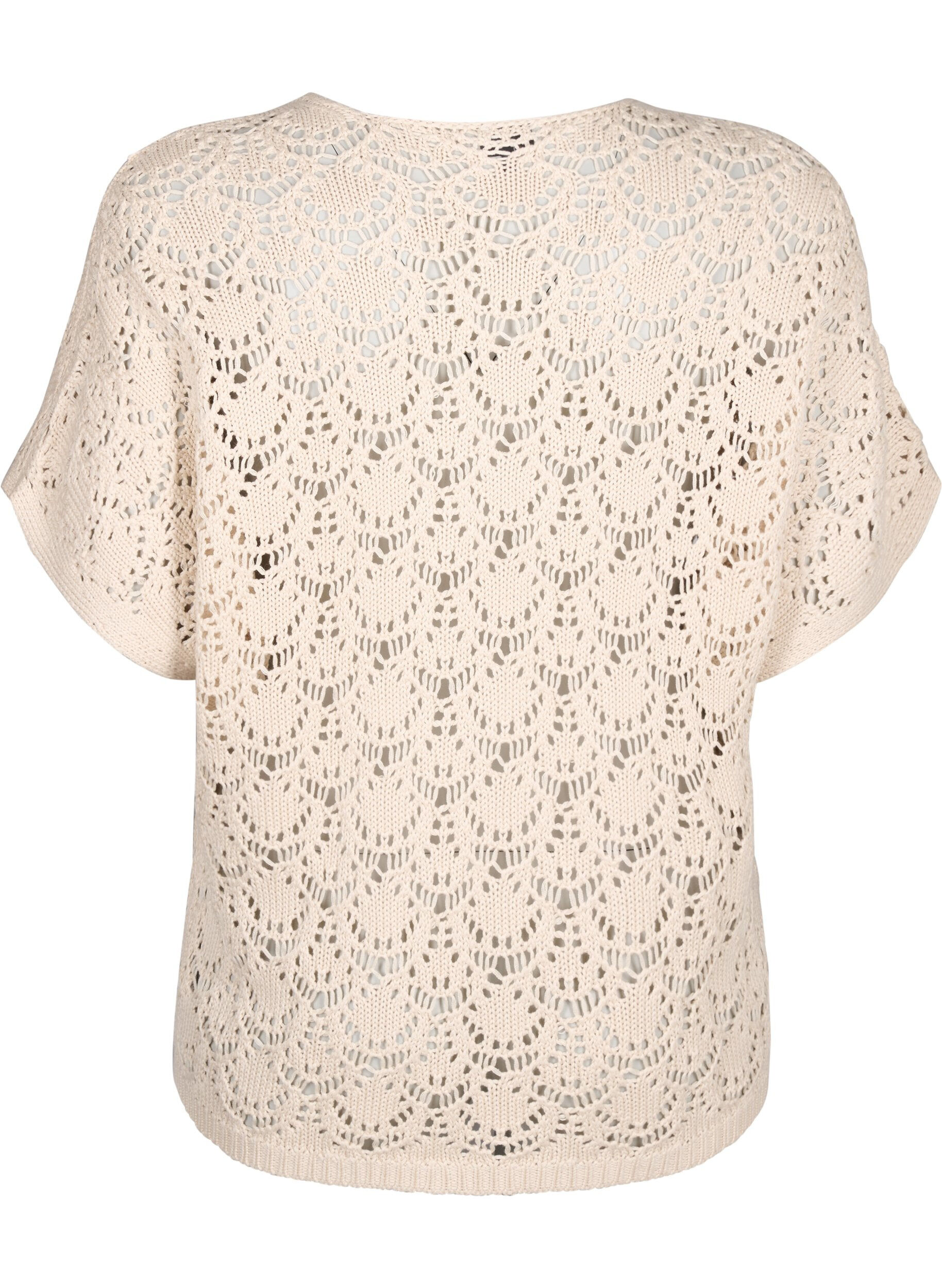 ZizziGebreide blouse met korte vleermuismouwen, Beige, Packshot image number 1