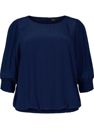 Effen viscose blouse met balloneffect, Navy Blazer, Packshot image number 0