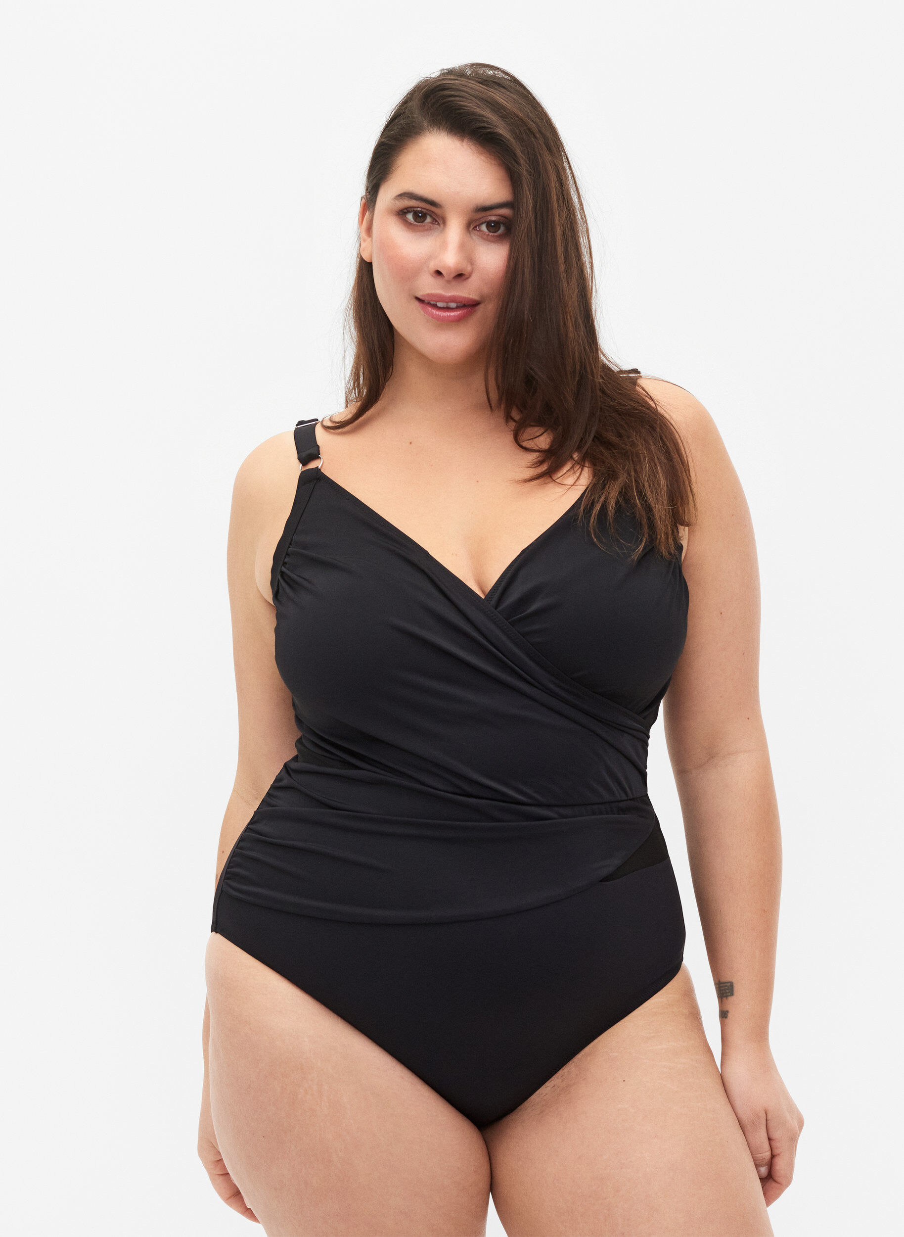 Maillot de bain avec &eacute;charpe, Noir, Model