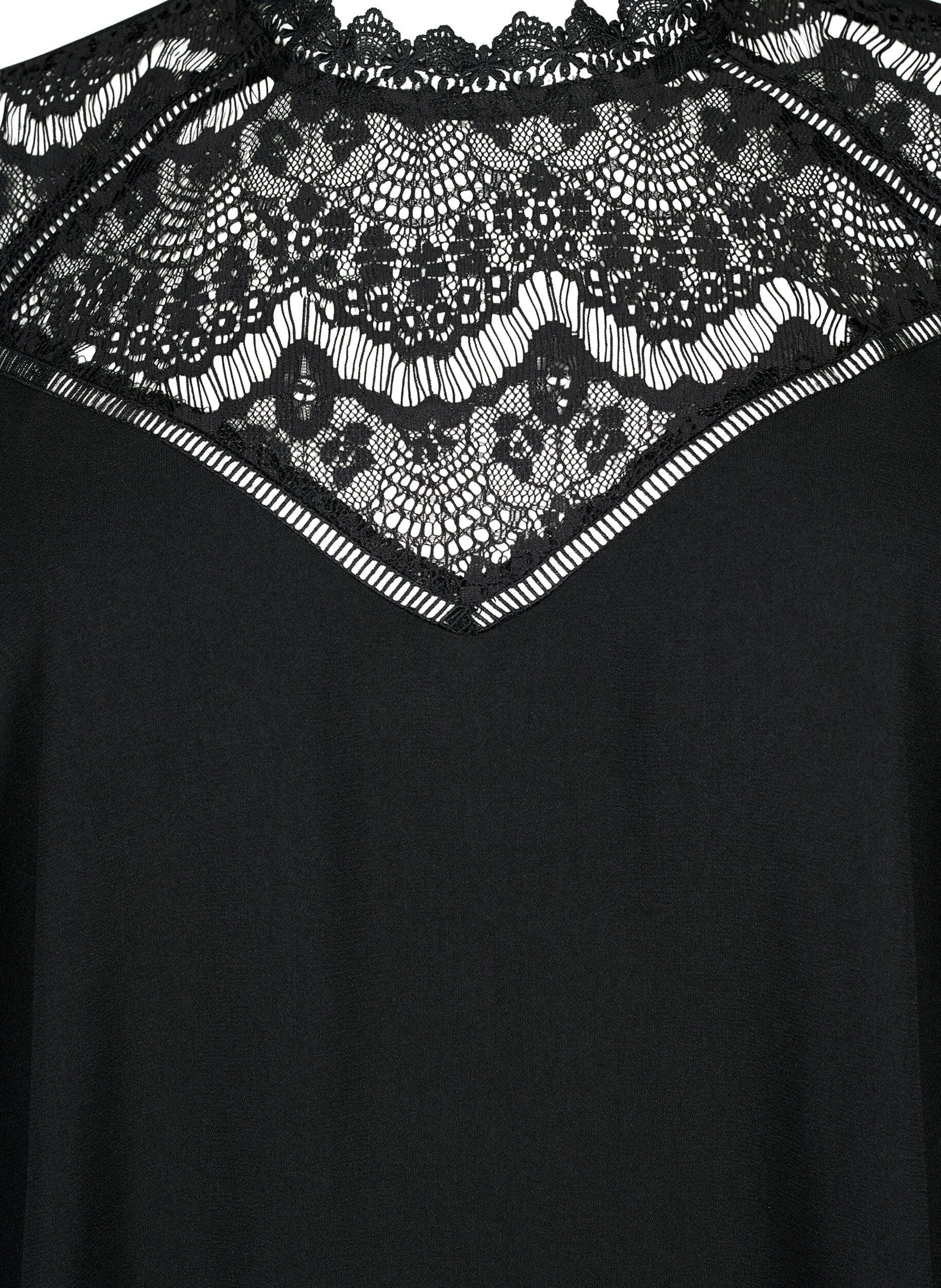 ZizziBlouse met lange mouwen en kant, Black, Packshot image number 2