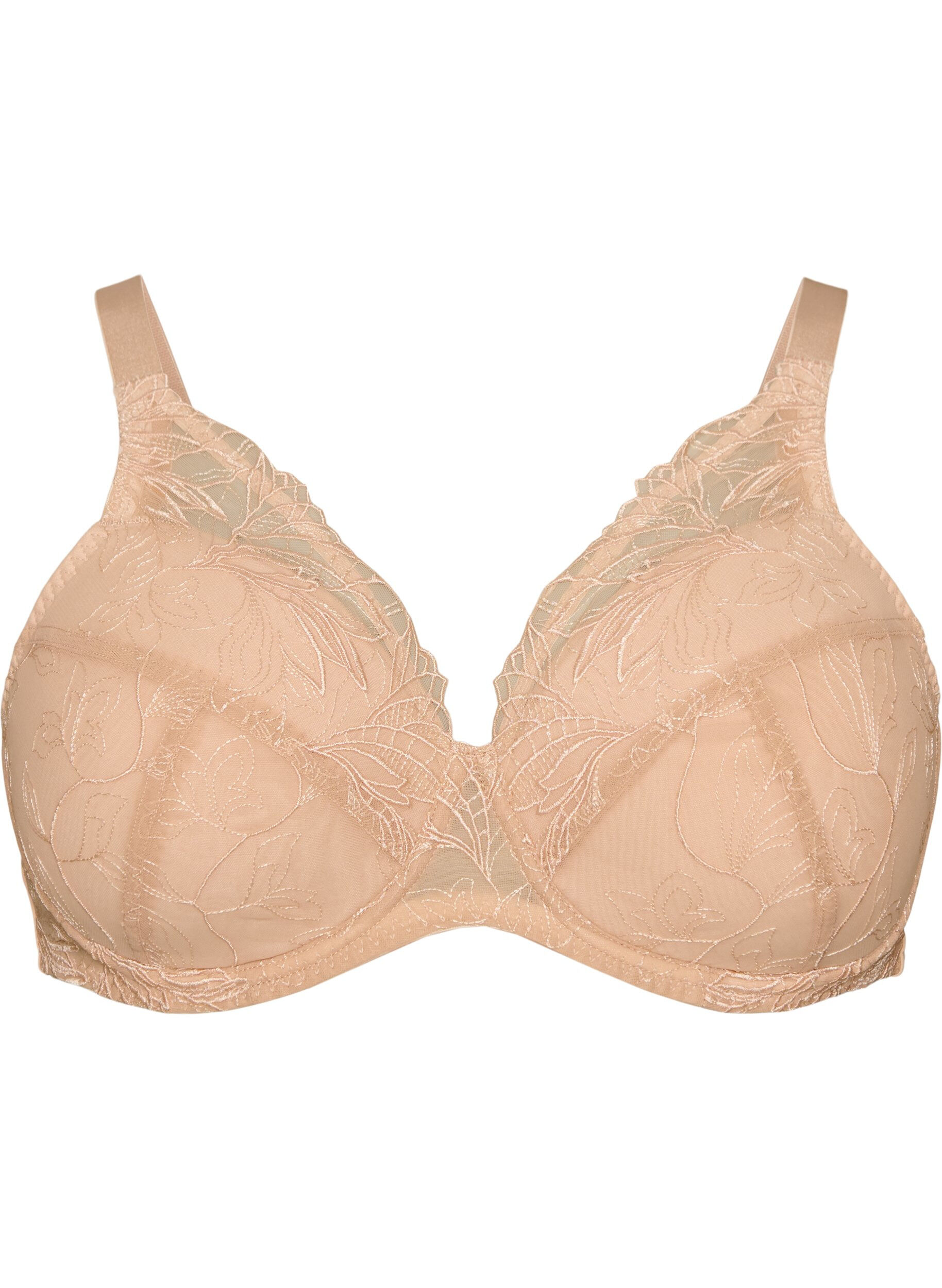 ZizziGewatteerde kanten beha met beugel, Beige, Packshot image number 0