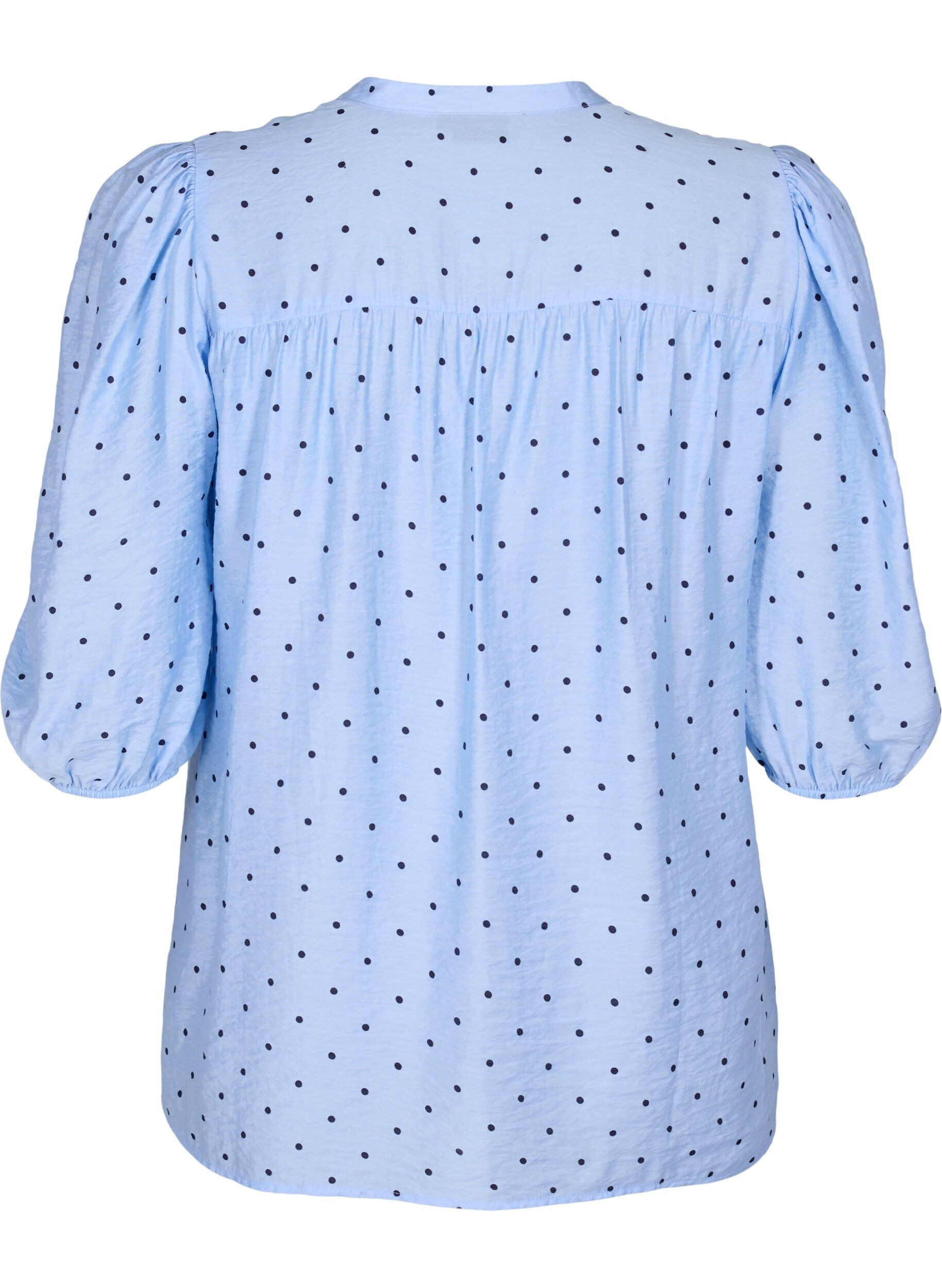 ZizziGestippelde blouse met 3/4 mouwen in viscose, Light Blue Dot, Packshot image number 1