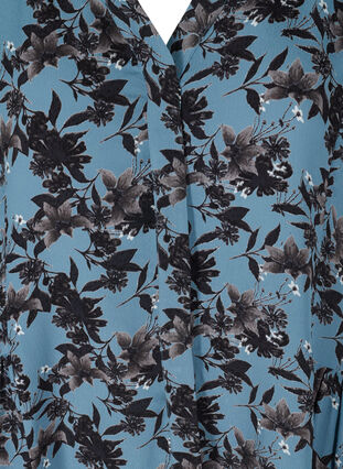 Viscose tuniek met 3/4 mouwen en bloemenprint, Blue w. Flower AOP, Packshot image number 2