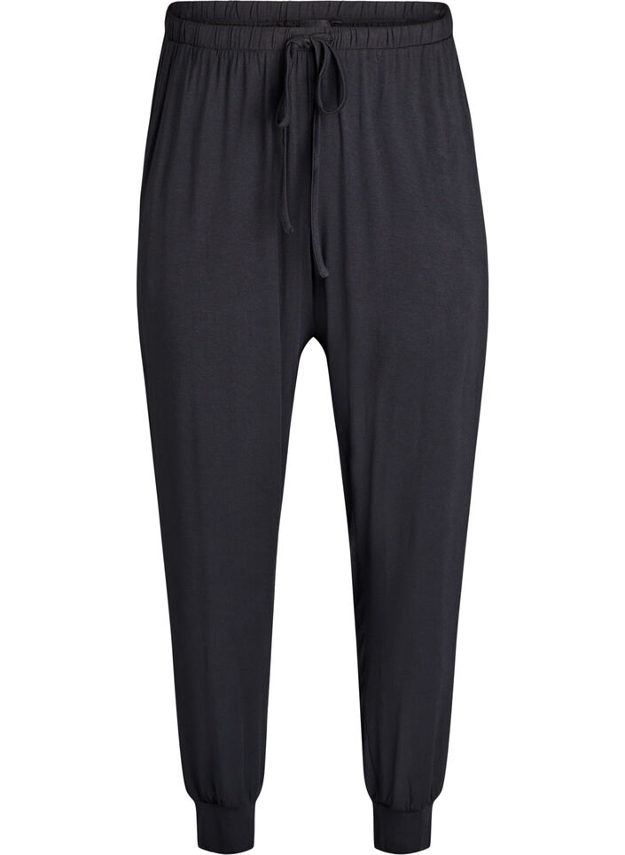 Nachtbroek van modal met hoge taille, Zwart, Packshot image number 0