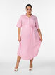 Robe-chemise longue jusqu&rsquo;aux chevilles avec ceinture &agrave; nouer et rayures, Rose, Model image number 0