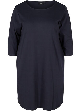 Katoenen jurk met 3/4 mouwen en zakken, Night Sky, Packshot image number 0