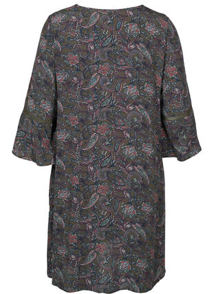 Robe en viscose avec forme trapèze et imprimé cachemire, Green Paisley AOP, Packshot image number 1