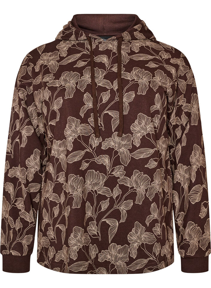 Sweat &agrave; capuche avec imprim&eacute; int&eacute;gral, Marron, Packshot image number 0