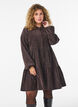 Corduroy jurk met A-lijn en opstaande kraag, Bruin, Model image number 0