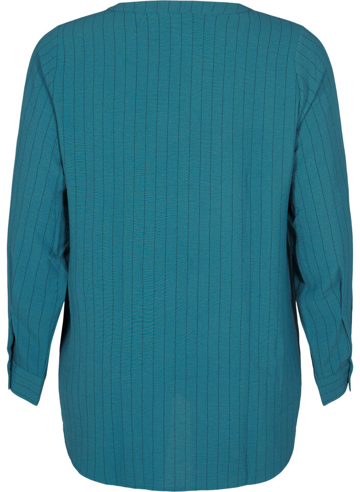 Streepjes overhemdblouse, Groen, Packshot image number 1