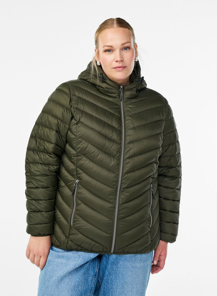 Veste l&eacute;g&egrave;re &agrave; capuche, Vert fonc&eacute;, Model image number 0