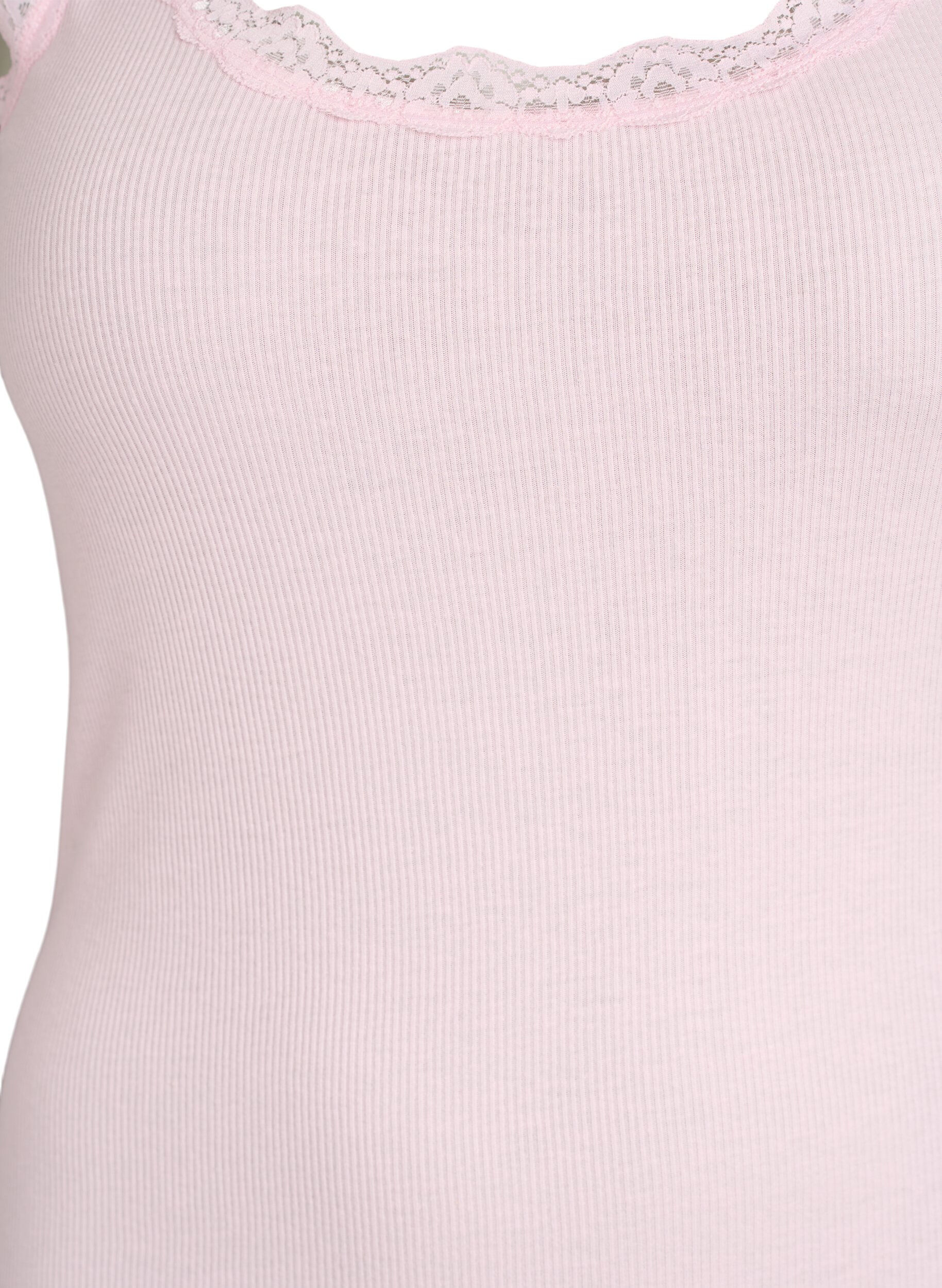 ZizziTop met kanten afwerking, Roze, Packshot image number 2
