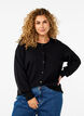 Cardigan en tricot avec col rond et boutons, Noir, Model image number 0