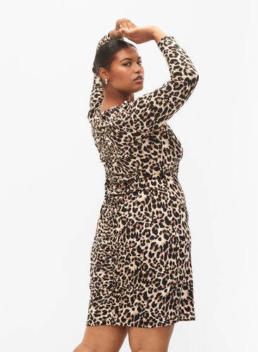 Robe à manches longues en imprimé léopard, Leo, Model image number 1