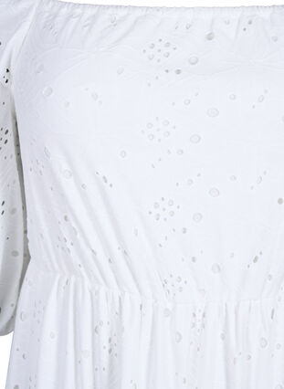 Robe longue avec un motif en dentelle et une encolure carrée, Bright White, Packshot image number 2