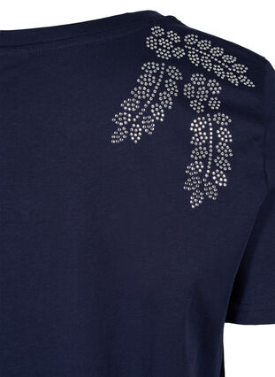 T-shirt à manches courtes avec pierres décoratives, Navy Blazer Stone, Packshot image number 3