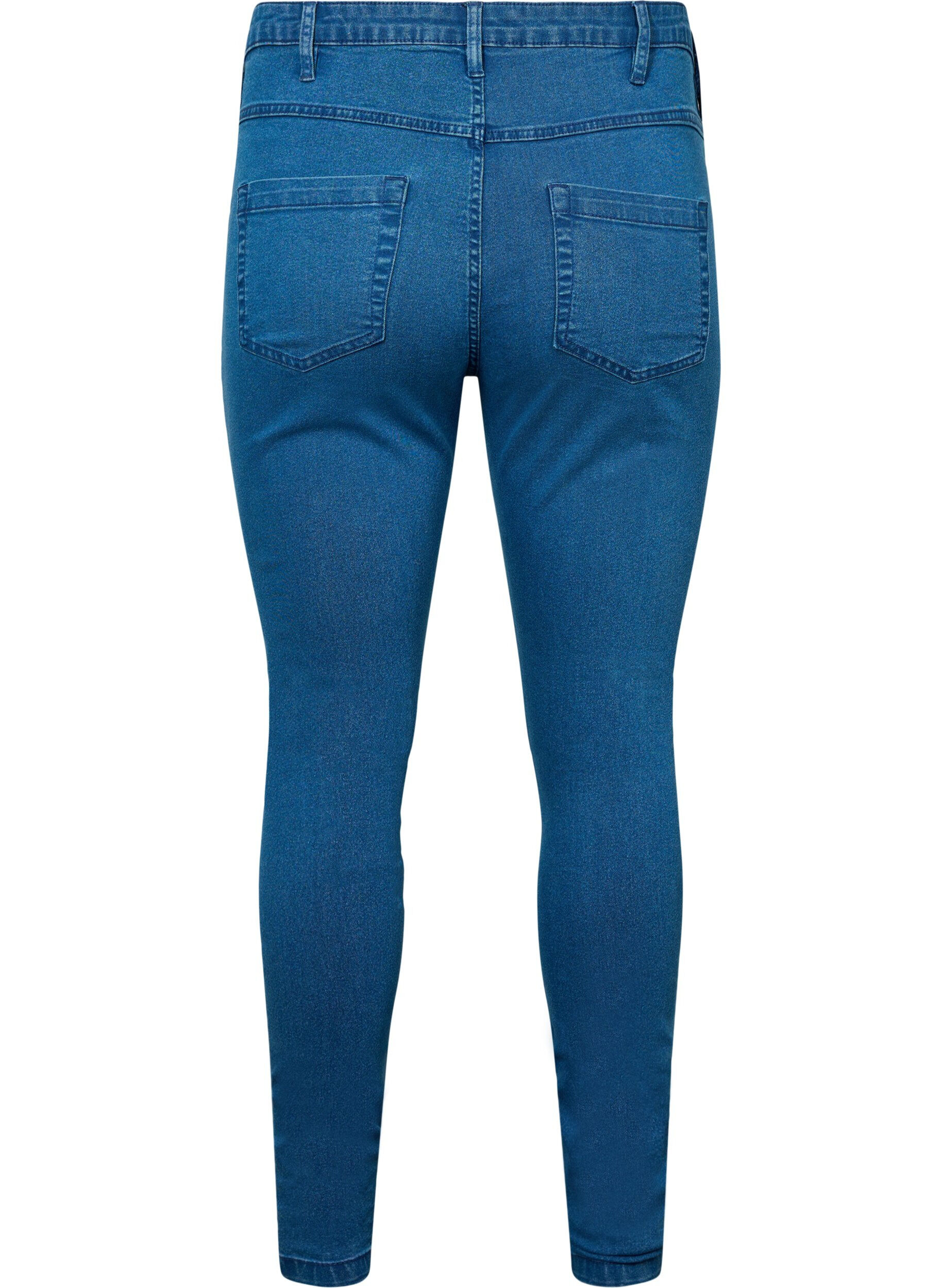 Zizzisuper slim fit Amy jeans met hoge taille, Blauw, Packshot image number 1