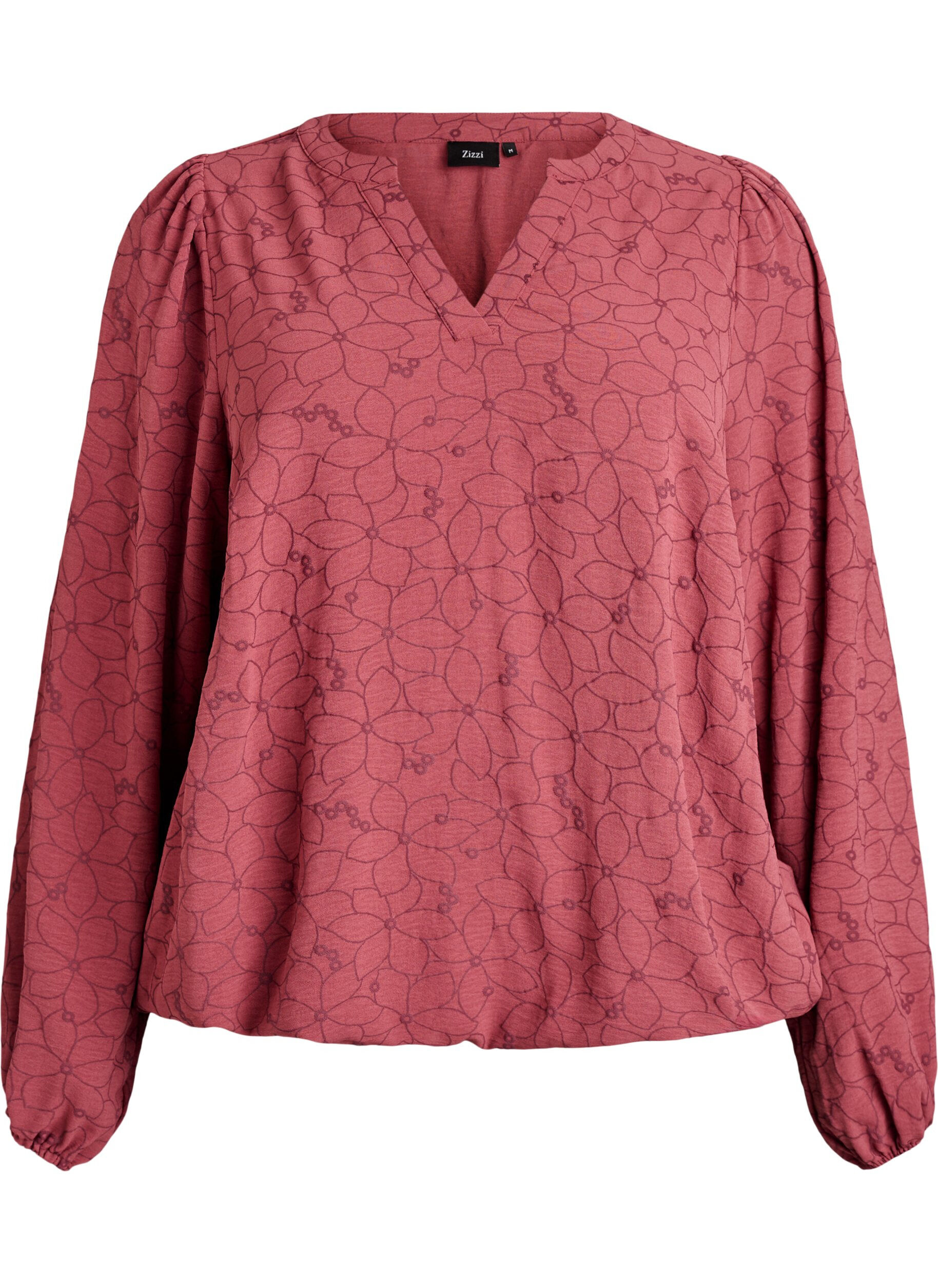 Blouse &agrave; manches longues avec broderie florale