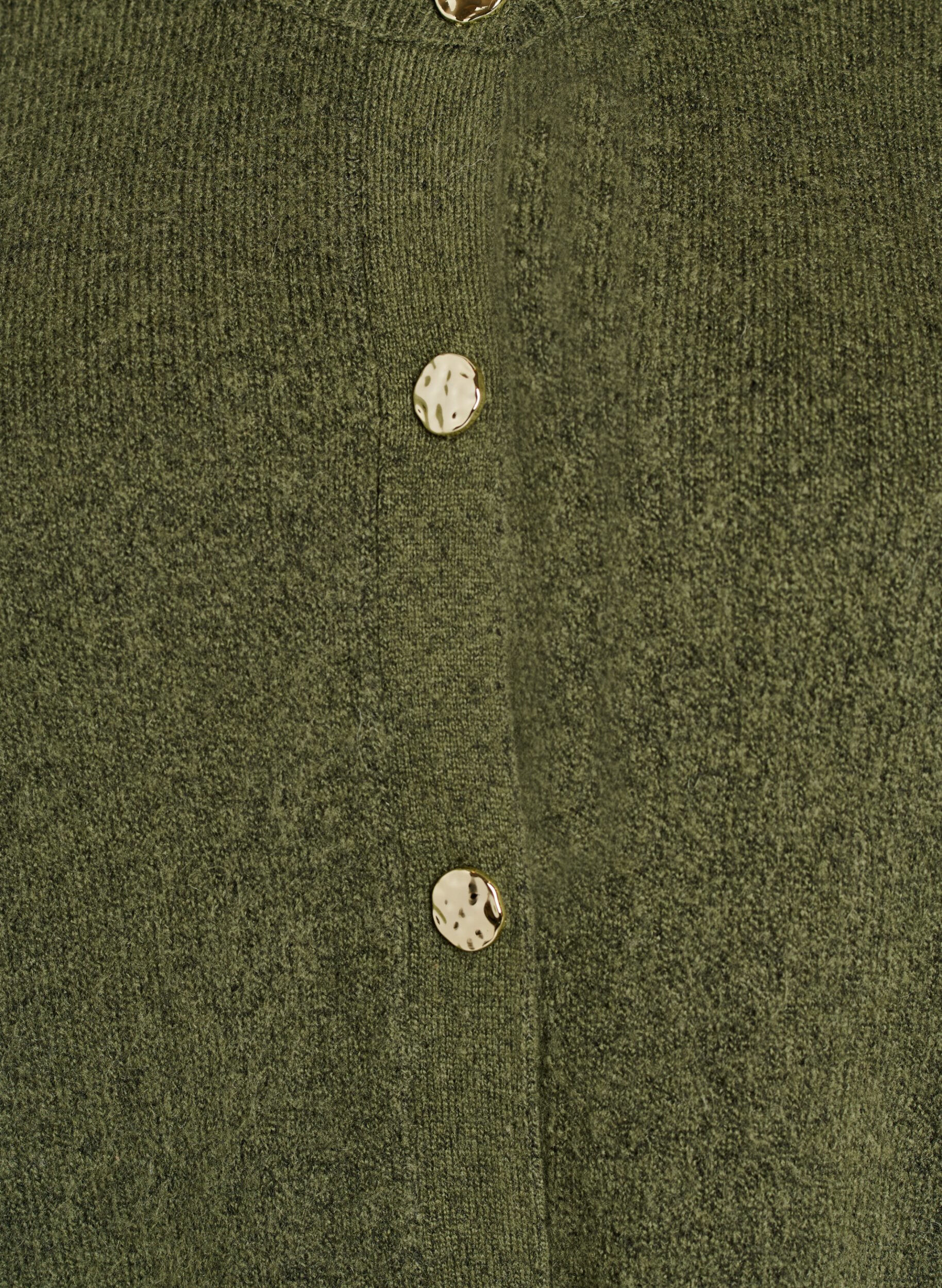 ZizziVest in zacht breisel met goudkleurige knopen, Groen, Packshot image number 2