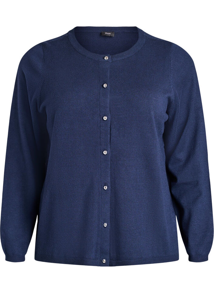 Cardigan &agrave; boutons ronds, Bleu, Packshot image number 0