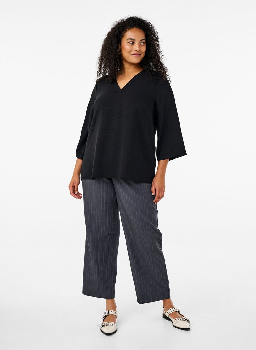 Blouse met 3/4 mouwen, Zwart, Model image number 1