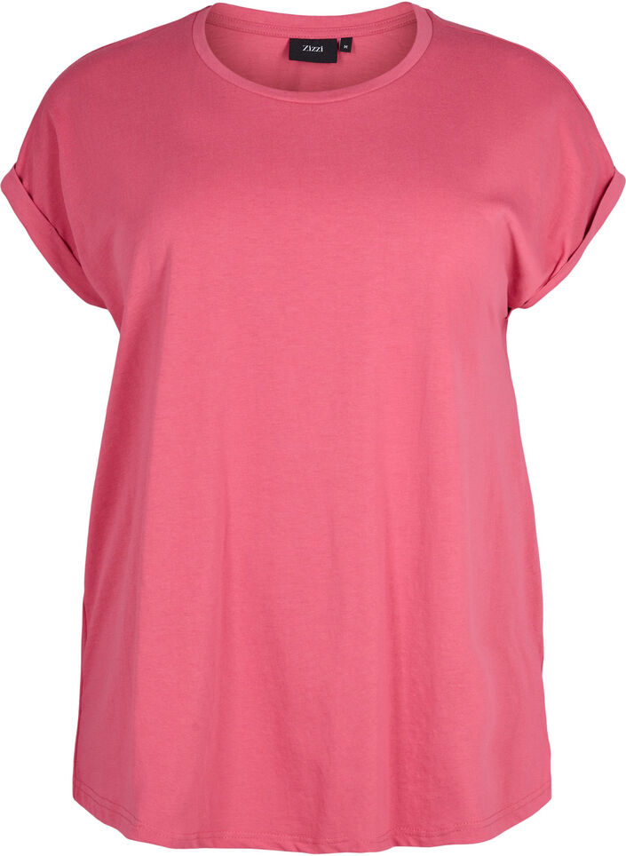 T-shirt à manches courtes en coton mélangé, Rasperry Pink, Packshot image number 0