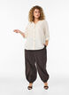 Katoenen blouse met een V-hals, Vanille, Model image number 1