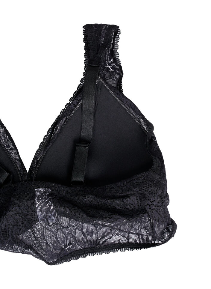 Bralette en dentelle avec rembourrage doux, Black, Packshot image number 3