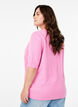 Gebreide blouse met korte mouwen, Roze, Model image number 2