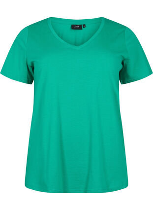 T-shirt met korte mouwen en v-hals, Simply Green, Packshot image number 0