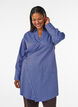 Gestreept shirt met wikkel-effect en een strikceintuur, Blauw, Model image number 0