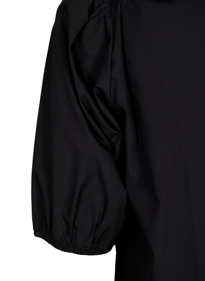 Blouse met korte mouwen en kant detail, Black, Packshot image number 3