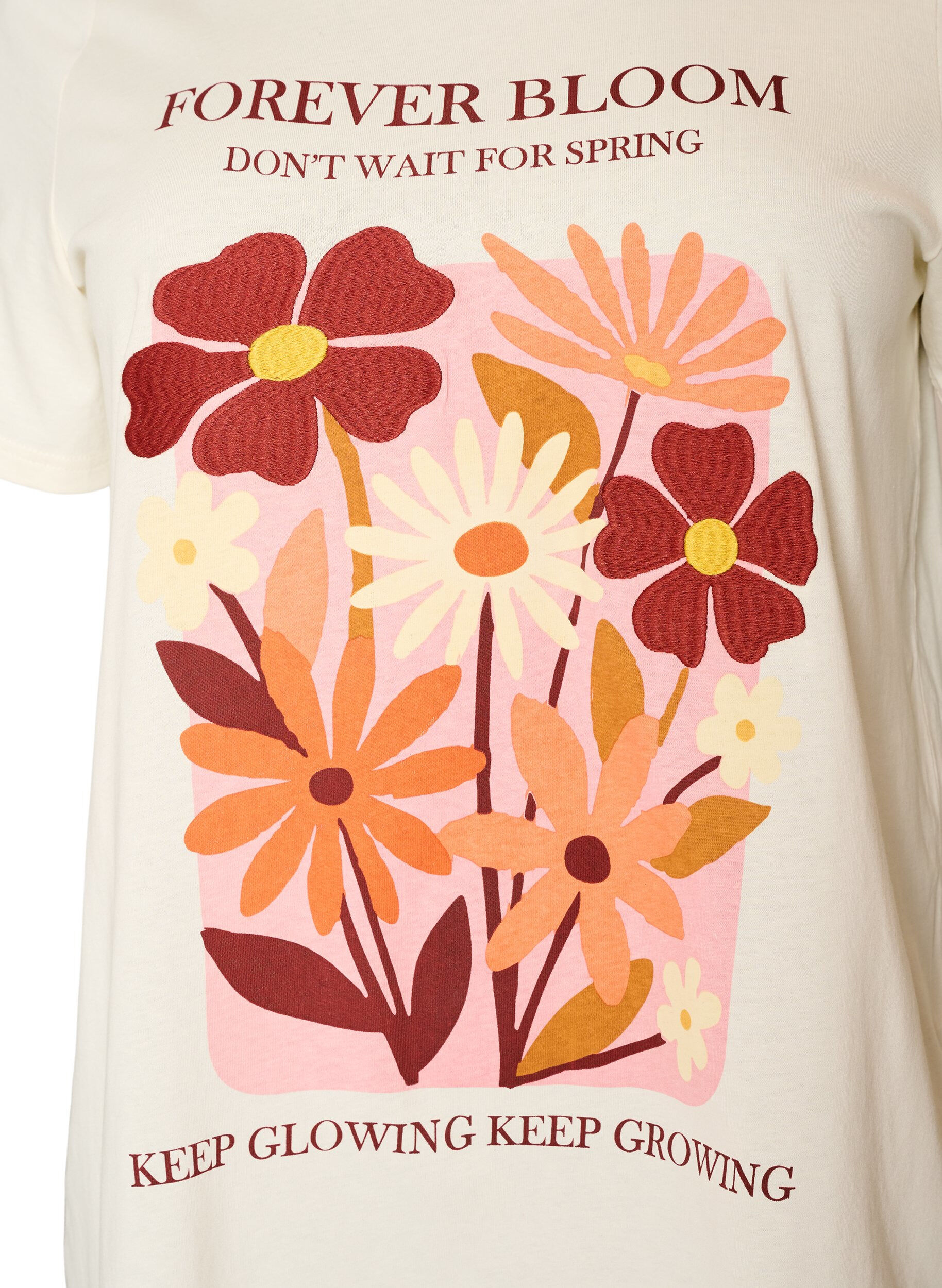 ZizziKatoenen T-shirt met print, Vanille, Packshot image number 2
