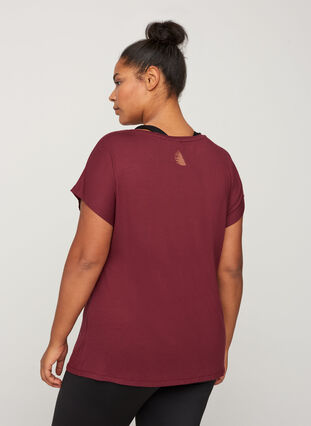 T-shirt de sport avec imprimé sur la poitrine, Tawny Port, Model image number 1