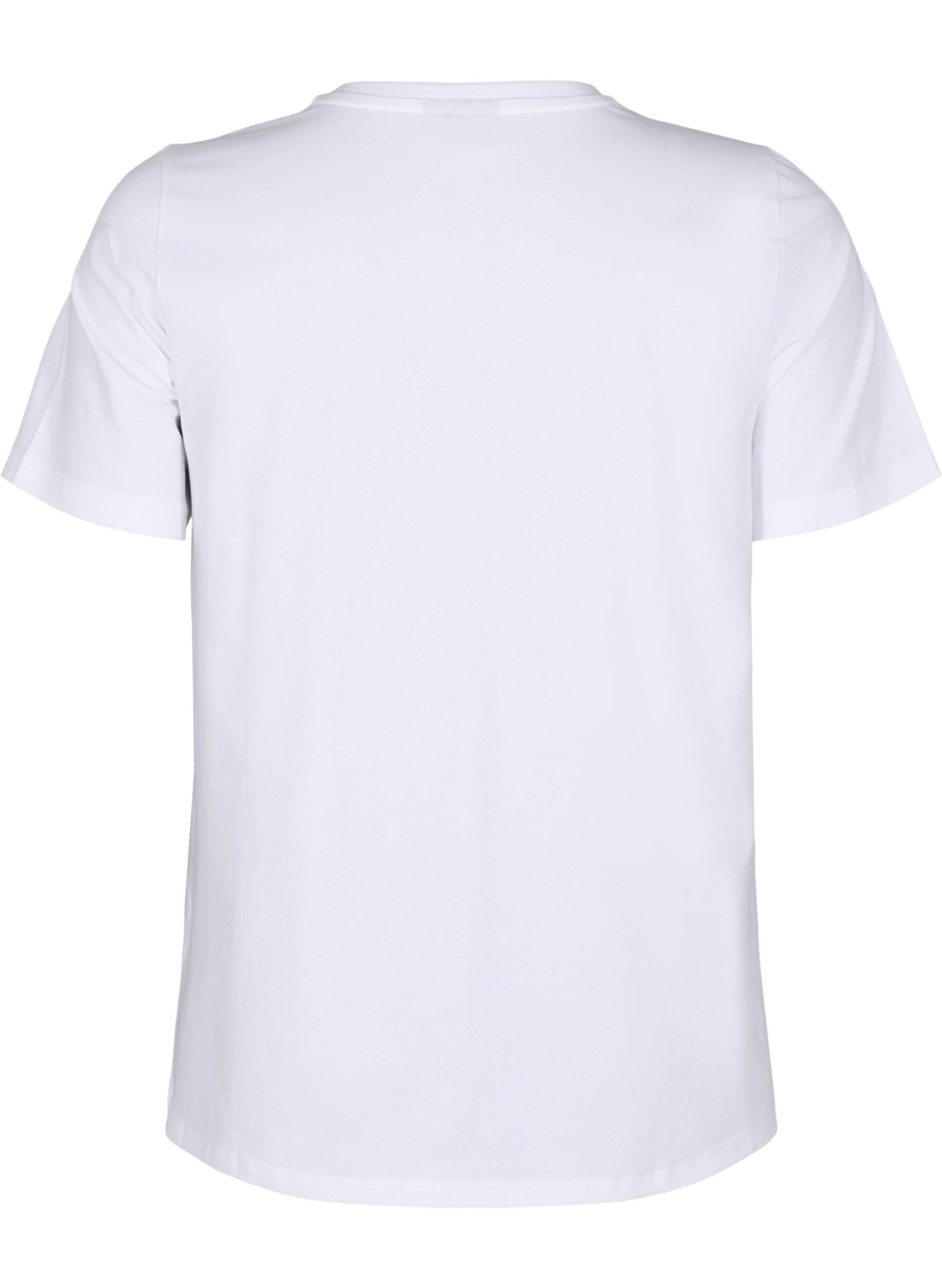 Zizzi T-shirt en coton biologique avec col rond, Bright White, Packshot image number 1