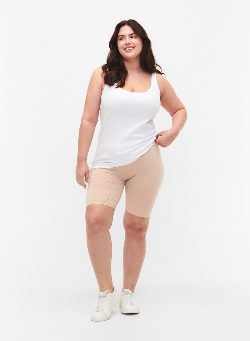 Effen basic fietsbroek, Beige, Model image number 1